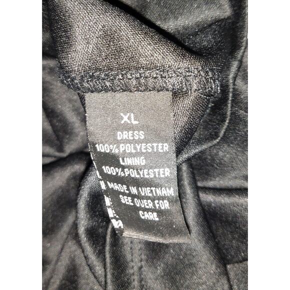 AB Studio Black & White Dress Womens Sz XL Belted Asymmetrical Bottom Chevron - Picture 12 of 16